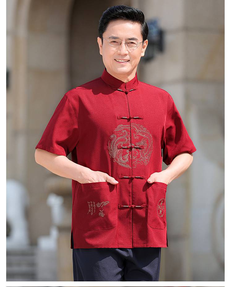俞兆林唐装男中老年人夏装男装汉中国风老人衣服爷爷装爸爸宽松短袖