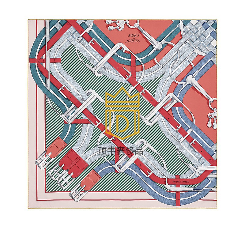 【正品鉴定】爱马仕hermes"细节图之马嚼锁环衬衫"90厘米水洗方巾手工