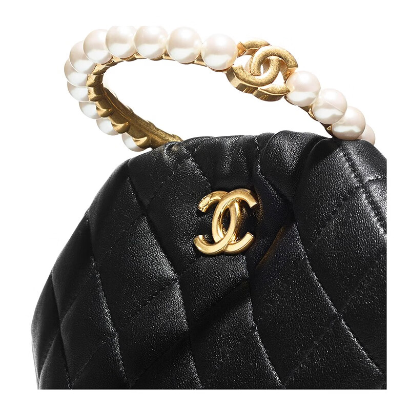 奢爵仕chanel香奈儿女手提包晚宴包 经典双c标志珍珠镶嵌圆环手柄羊皮