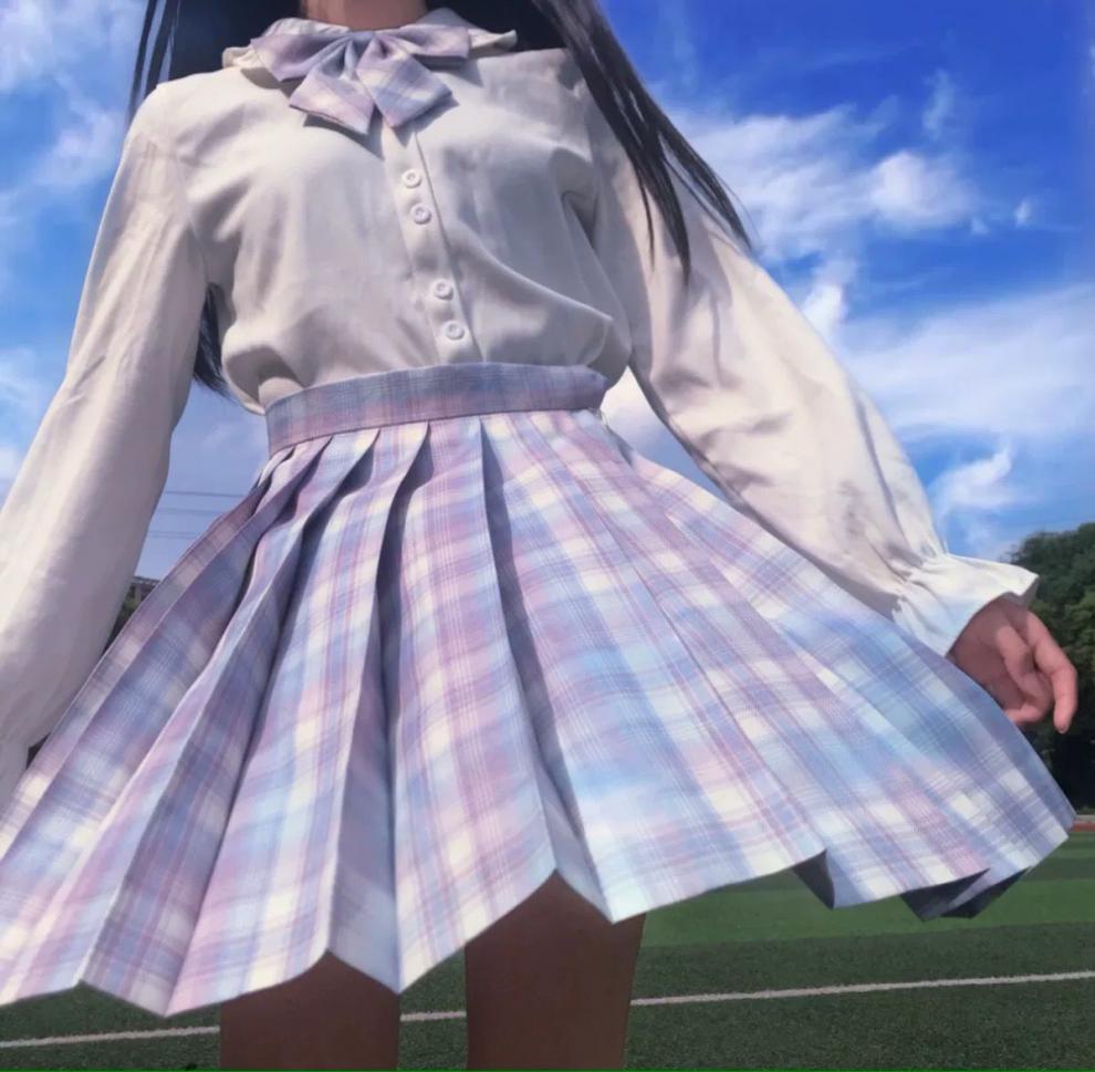 寇恙kouyang玻璃糖日系校服学院风高学生可爱jk格裙百褶裙柠檬海盐m