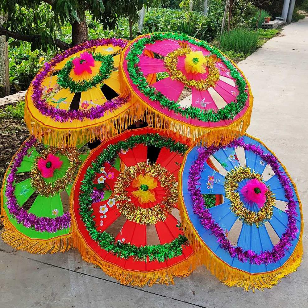 旺月岚山秧歌伞花伞花边舞蹈伞手花舞台表演道具健身工艺伞陕北秧歌伞