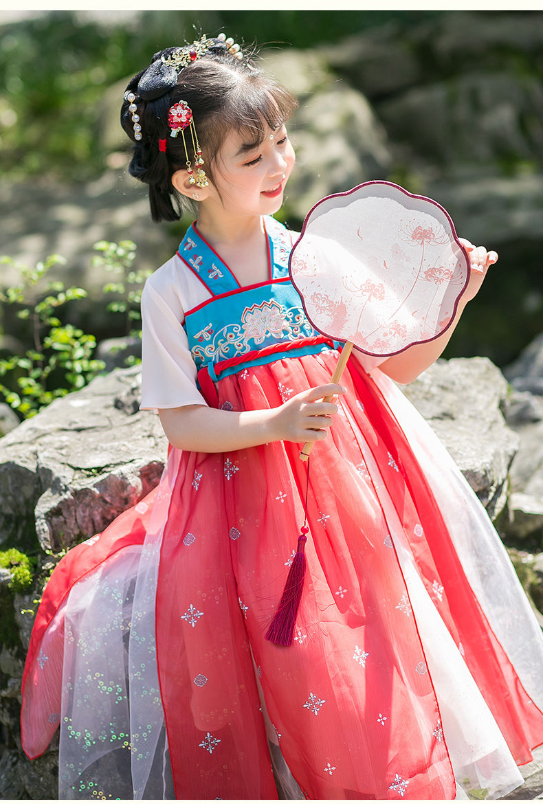 儿童古装汉服女夏天儿童汉服女童古装超仙襦裙春夏装中国风公主小女孩