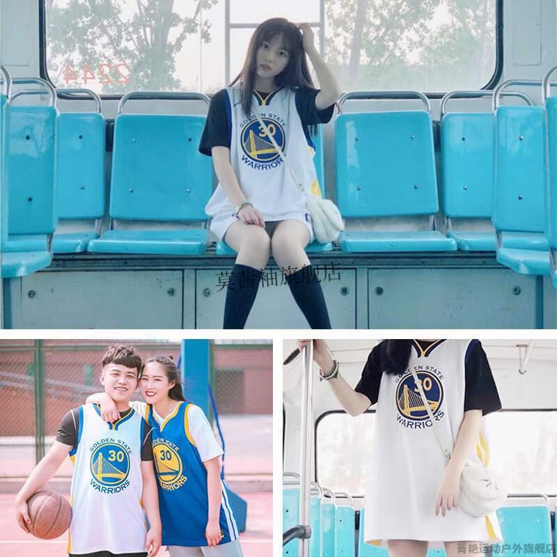 菁艳湖人队23号球衣情侣韩版宽松bf风外穿男女30篮球服白色单件女生