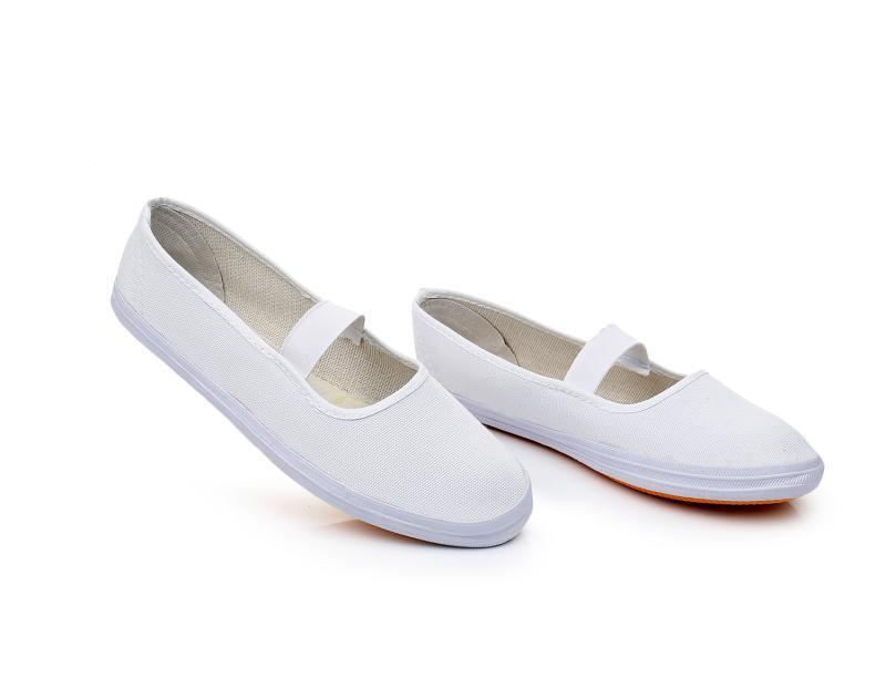 白色舞蹈鞋护士鞋儿童演出软底体操鞋布鞋手绘帆布车间工作鞋女鞋经济