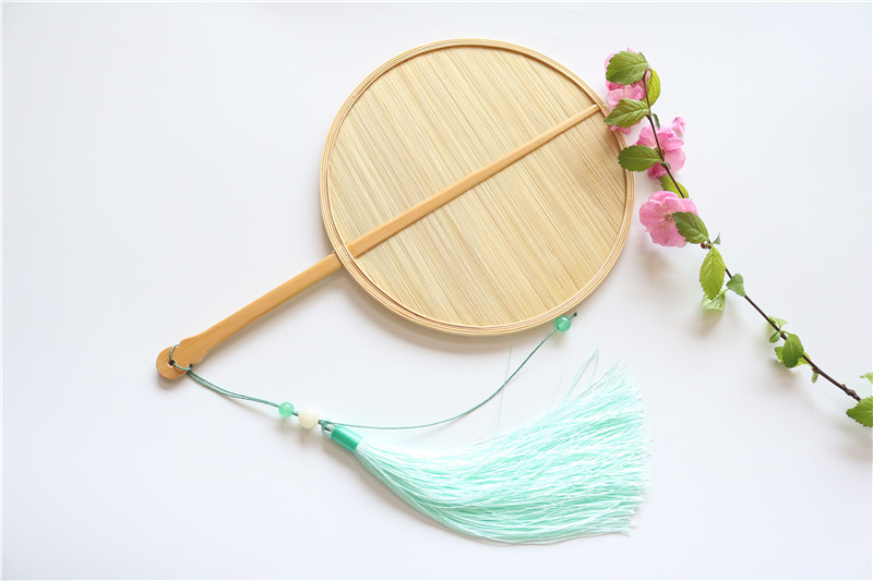 汉服拍照竹编扇影楼拍照扇子团扇拍照道具竹编团扇古风团扇 粉色冰丝