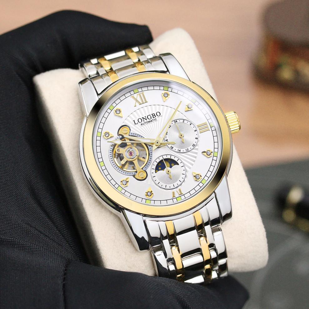 longbo龙波品牌新品全自动镂空透底机械表男士腕表日月星辰83242款式
