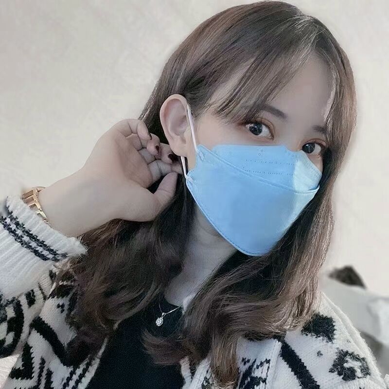 亿凌氧化铜离子灭活口罩kf94韩国一次性3d立体鱼嘴型男潮女神柳叶黑色