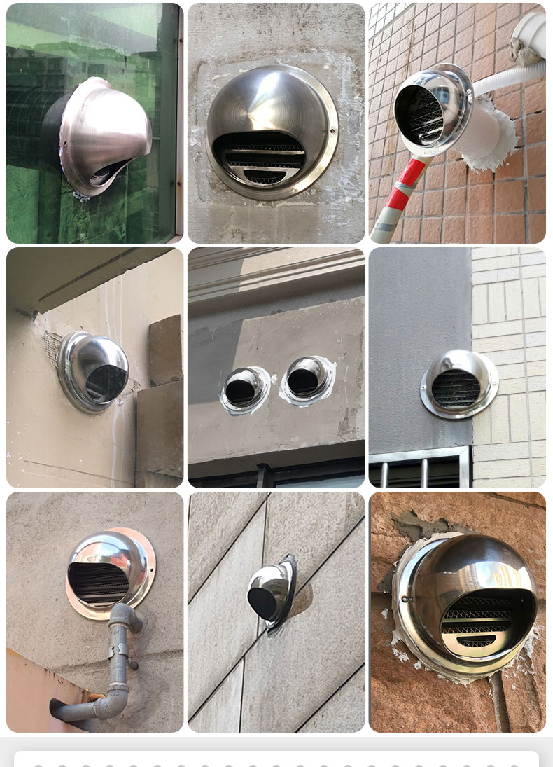 304不锈钢风帽油烟机排烟口换气扇出风外墙防雨罩室外通风口 304抛光