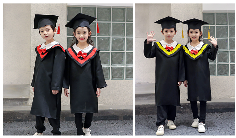 暮柒博士服学士服演出服博士帽毕业照服装礼服 塑料帽子红色套装 170