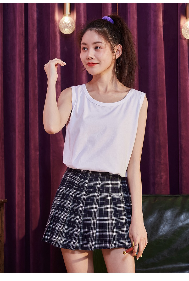 伊必圣港风无袖t恤女21夏季新款背心外穿潮运动宽松上衣黑色白色t恤