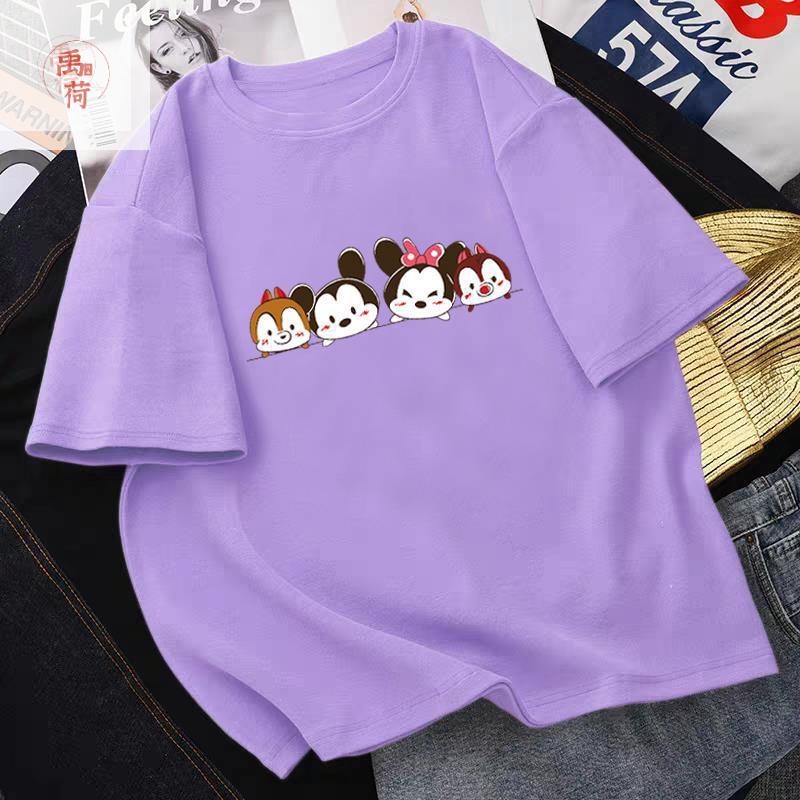 禹荷65200斤宽松大码女装短袖t恤学生韩版上衣t恤夏季新汤姆杰瑞蓝色s