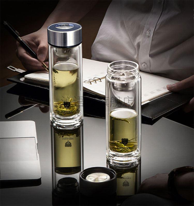 金力水晶玻璃杯金力玻璃杯水晶双层大容量便携加厚商务男女办公车载