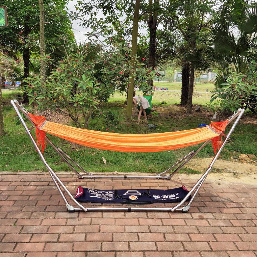 花季吊床支架越南进口休闲网床banmai白支架白钢折叠自驾床沙滩露营吊