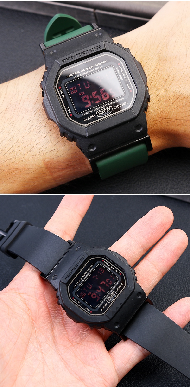 适配casio卡西欧小方块dw5600gwb5600gwm5610改装氟橡胶表带黑色黑色