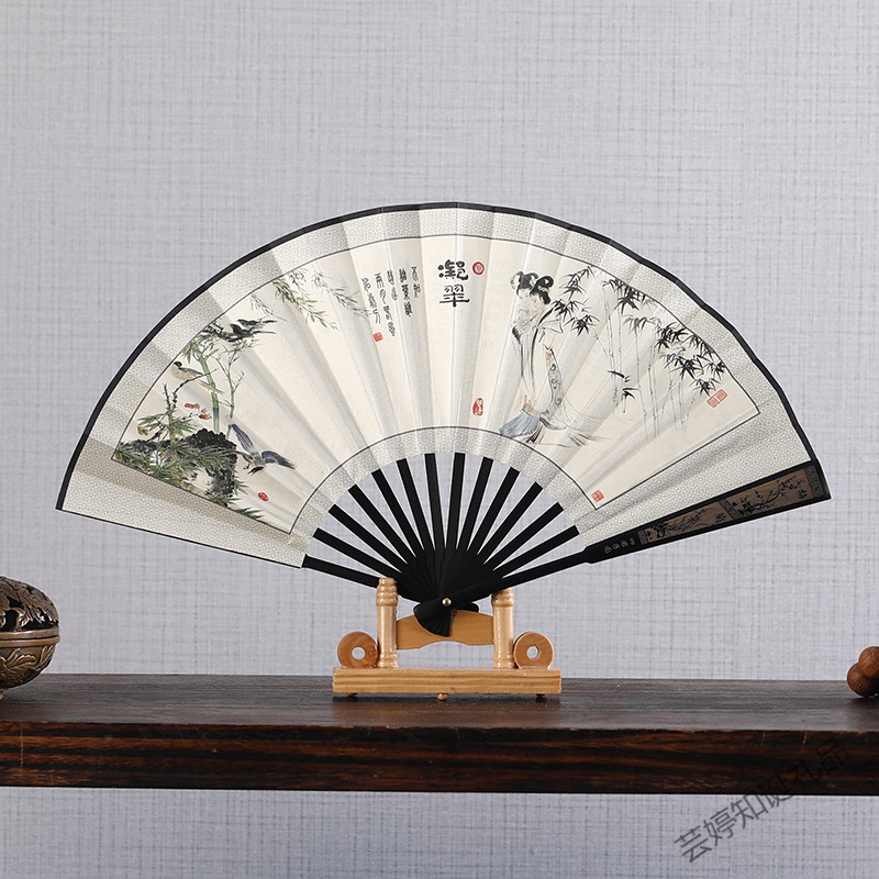 折扇女8寸折扇绢布雕刻印刷丝绸定制中国风男女礼品舞蹈转扇古韵扇子
