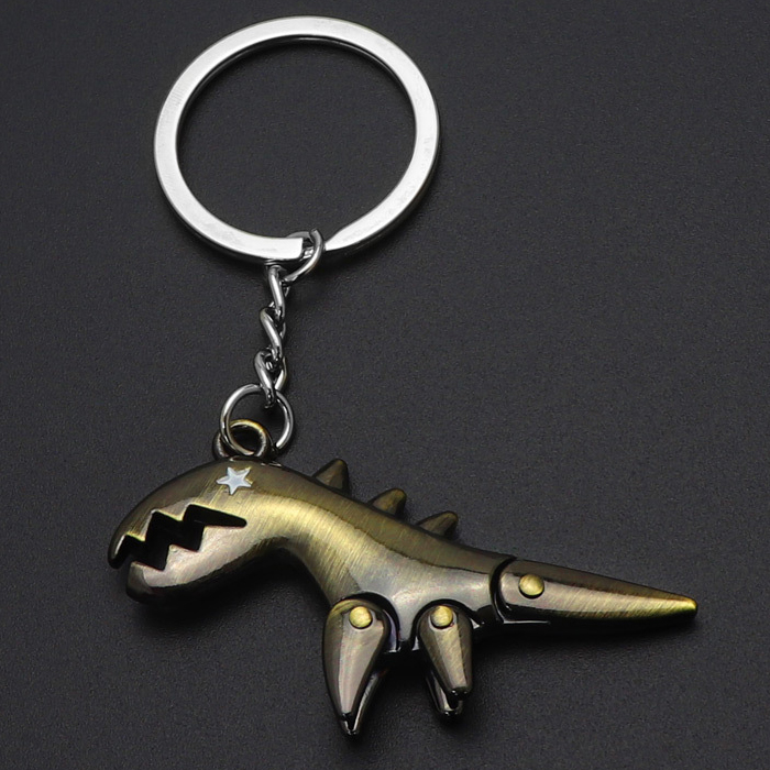 小恐龙钥匙圈汽车钥匙扣挂件马蹄扣创意个性钥匙链生日礼物男 金哨子