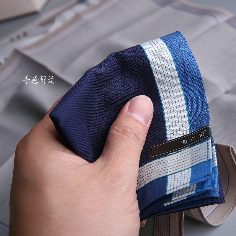 手帕手绢手帕男士棉质擦汗手绢柔软舒适文艺复古男人 慕容:蓝色【图片