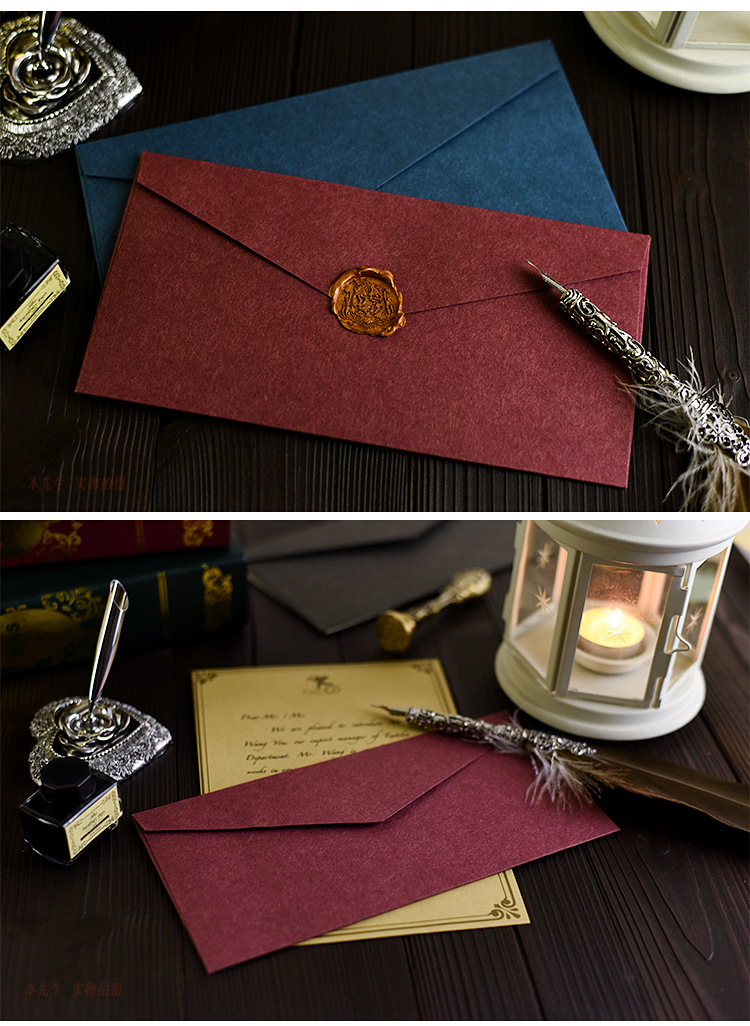 b3空白里纸信封西式纯色空白复古5号精美火漆邀请函信纸 灰色(十个装)