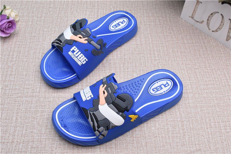 中大童男孩拖鞋绝地求生一字拖防滑浴室凉拖鞋夏季8-16岁儿童拖鞋 黑