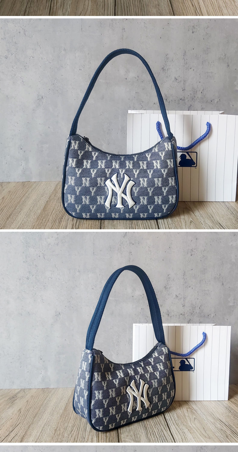 mlb2020韩国夏季包包女ny满标老花时尚百搭帆布单肩包女士休闲腋下包