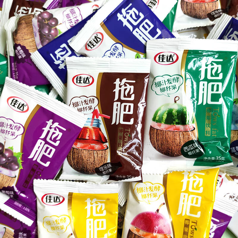 佳达拖肥椰果肉35g怀旧果冻布丁夏天休闲零食托肥椰果粒小袋装 椰子味