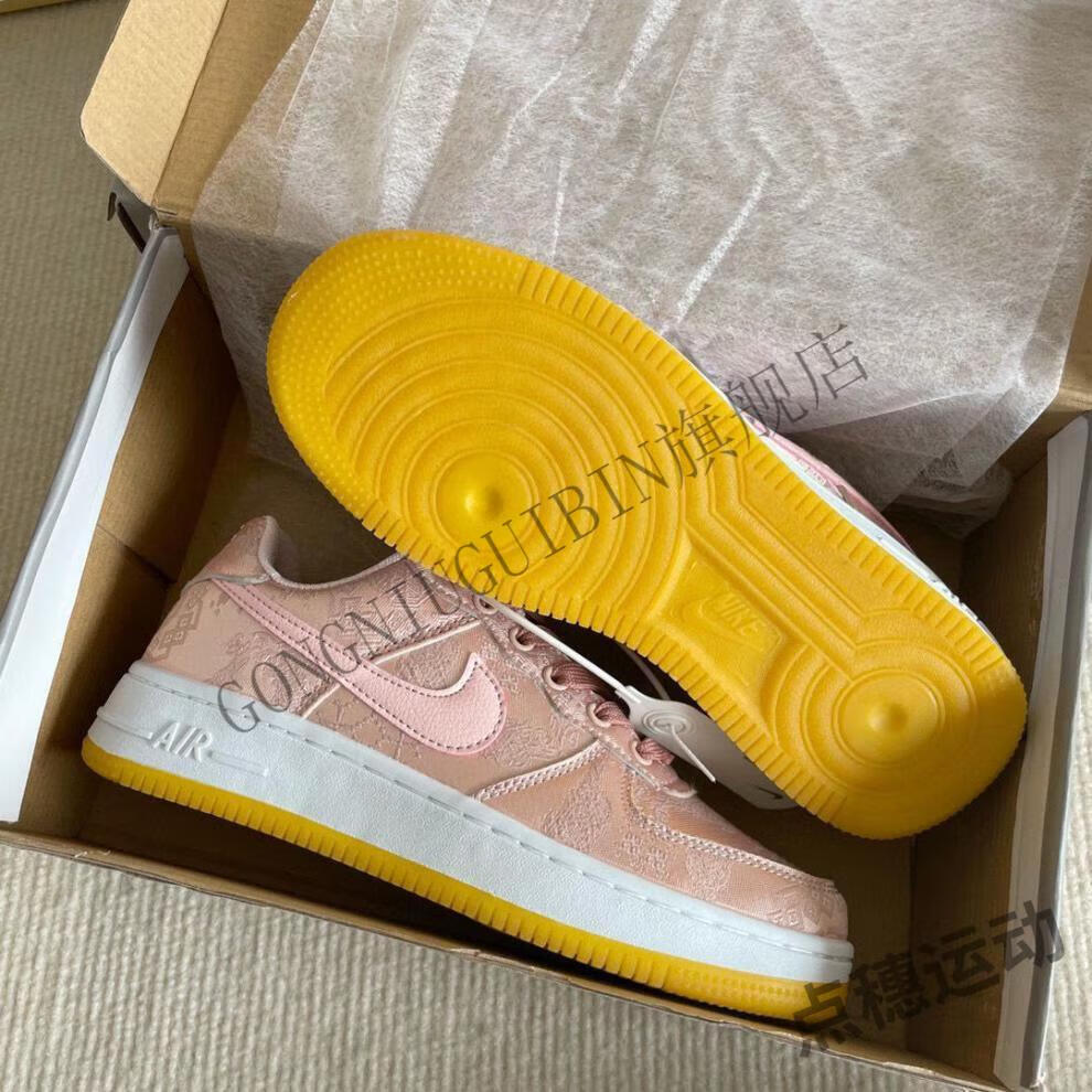 透气af1空军一号clot联名丝绸低帮板鞋男女鞋陈冠希同款蓝丝绸休闲鞋