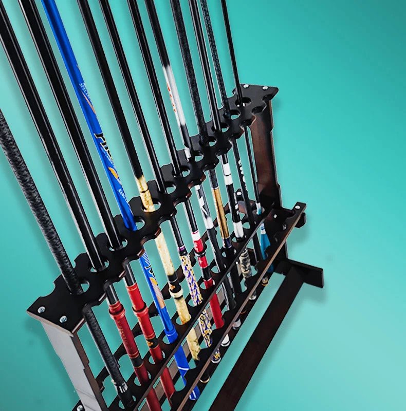 【jd优选】鱼竿架展架式鱼竿收纳架鲫明高端实木展示架子家用路亚竿