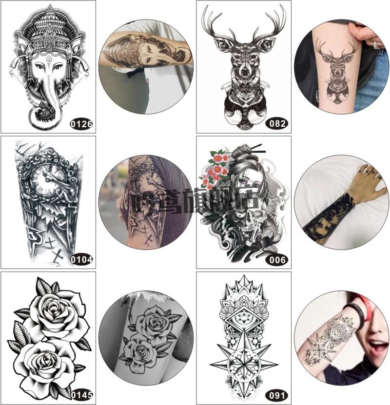 我想买纹身贴花臂水男女仿半臂暗黑手臂刺青不1年ins风纸吟鸢