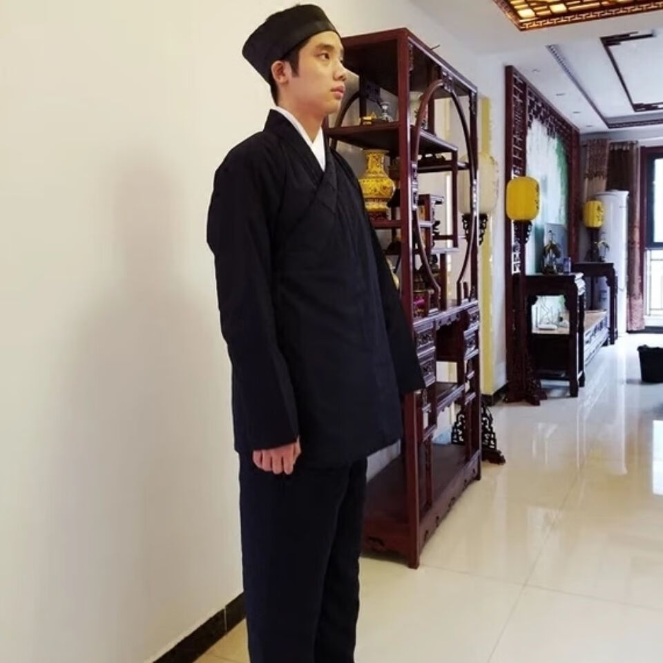 道教道服春秋季款道士服装斜襟男女道袍太极服练功服对襟道装套装
