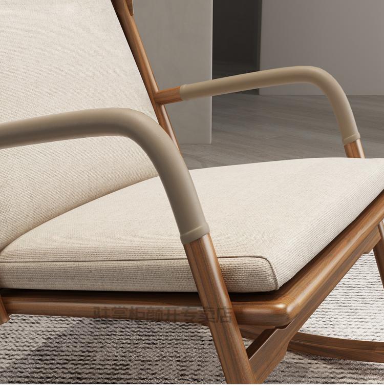 实木摇椅 新中式实木摇摇椅黑胡桃木躺椅阳台休闲成人逍遥椅原木懒人