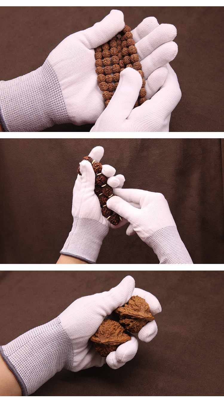 凌盛文玩纳米手套白棉质盘珠打底抛光包浆通用星月菩提串佛珠金刚核桃