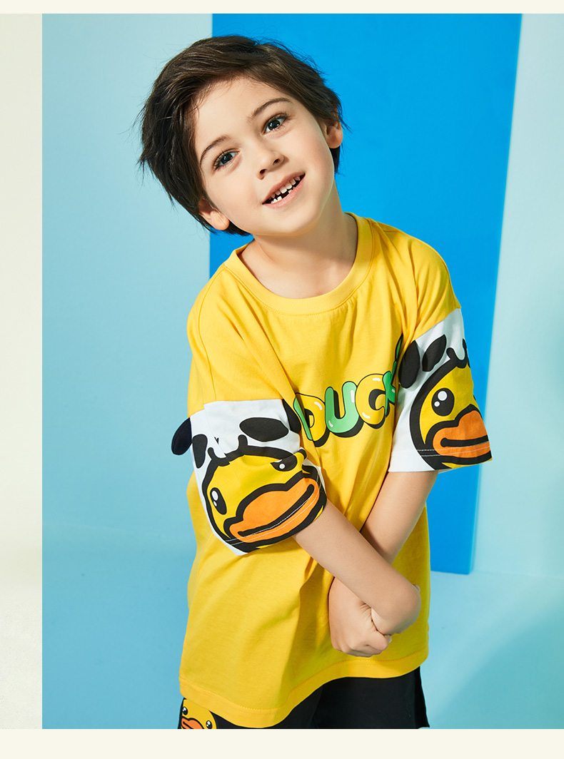 bduck小黄鸭童装男童短袖t恤夏季纯棉儿童上衣半袖白色110cm