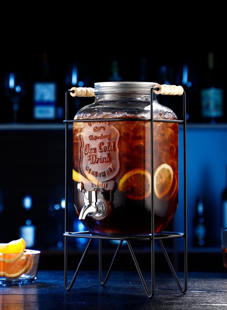 水果茶桶容器酒吧玻璃酒桶泡酒瓶带龙头牛碧桶酒吧可乐桶容器自制饮料