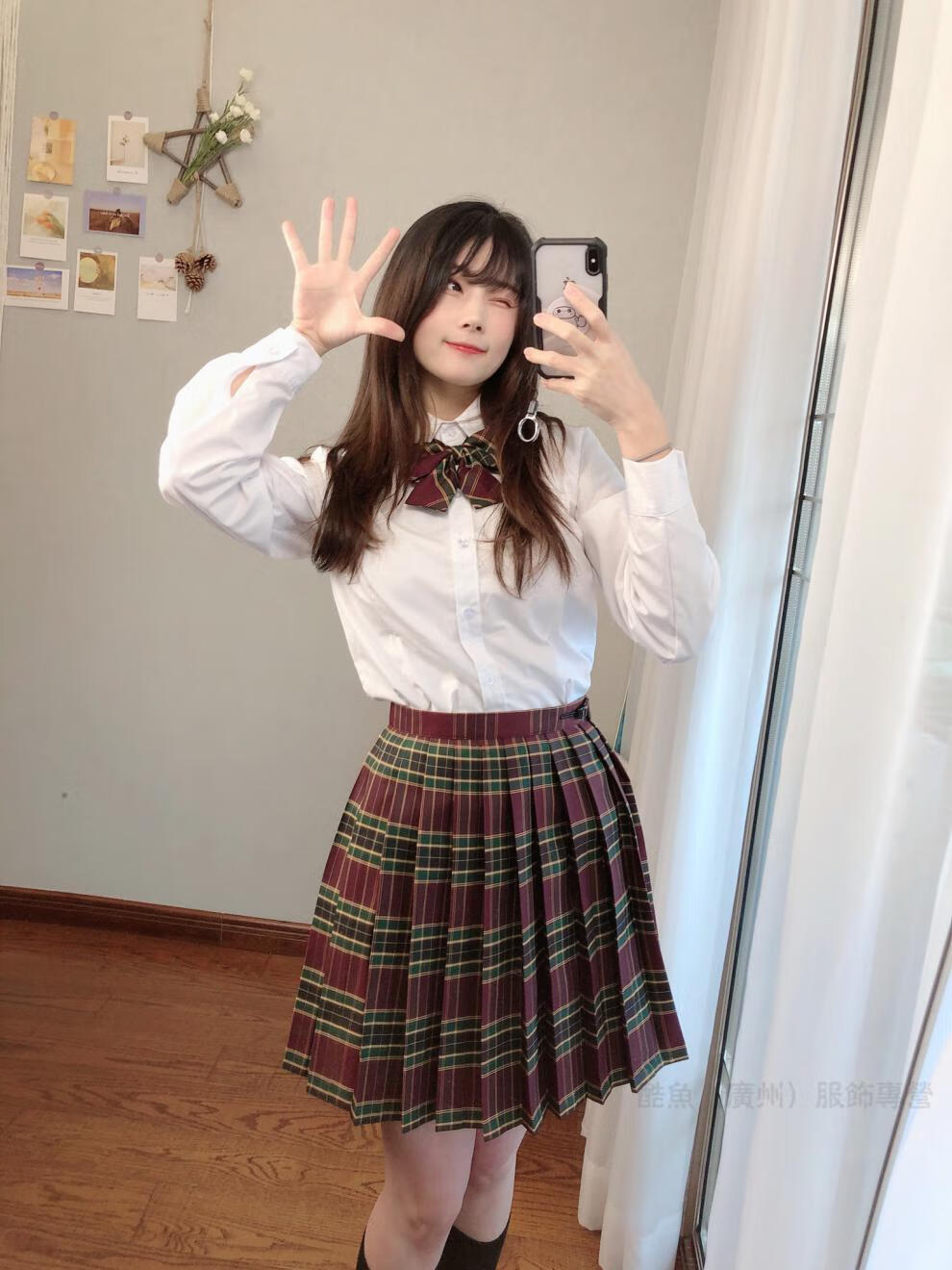 风日系jkdk制服春夏款百褶裙运动会班服女生长袖衬衫山楂树中裙领结xs