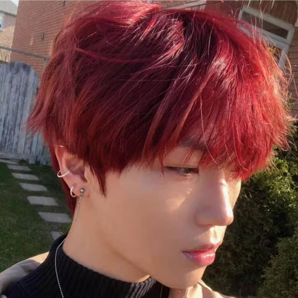 酒红色染发剂时尚显白女树莓红海王红染发膏自己在家染男树莓红褪色膏