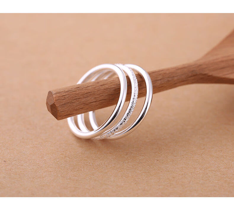 林越 银素圈戒指女男款s999银闭死口个性小众设计感食指尾戒 光面戒指