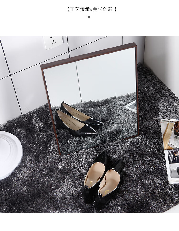 60试鞋镜鞋店带框镜子现代简约落地镜欧式穿鞋镜现代置地镜子白色