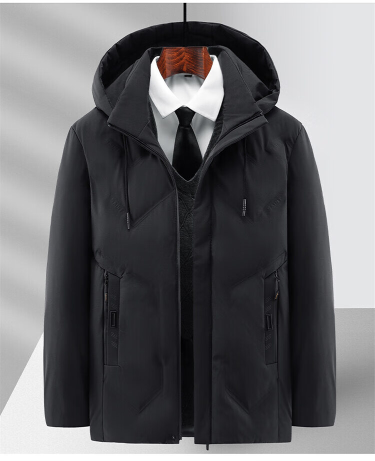 jeep/吉普2022冬款中年棉衣中长款保暖加厚可脱卸帽子爸爸装商务外套