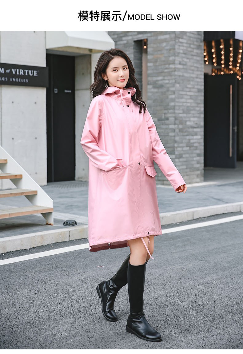 女士长款雨衣 日式便携轻薄徒步雨披 防雨外套 风衣式雨具 雨衣-2001
