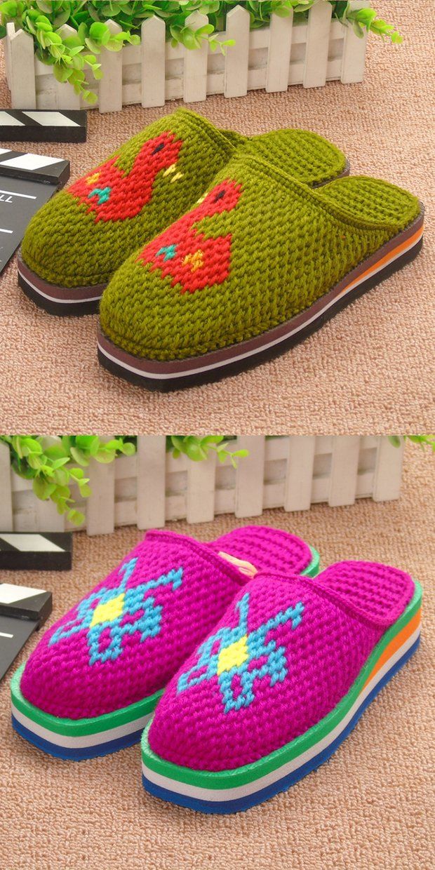 kang ke支持国货 防滑钩鞋毛线拖鞋纯手工编织婚嫁结婚针织勾毛线