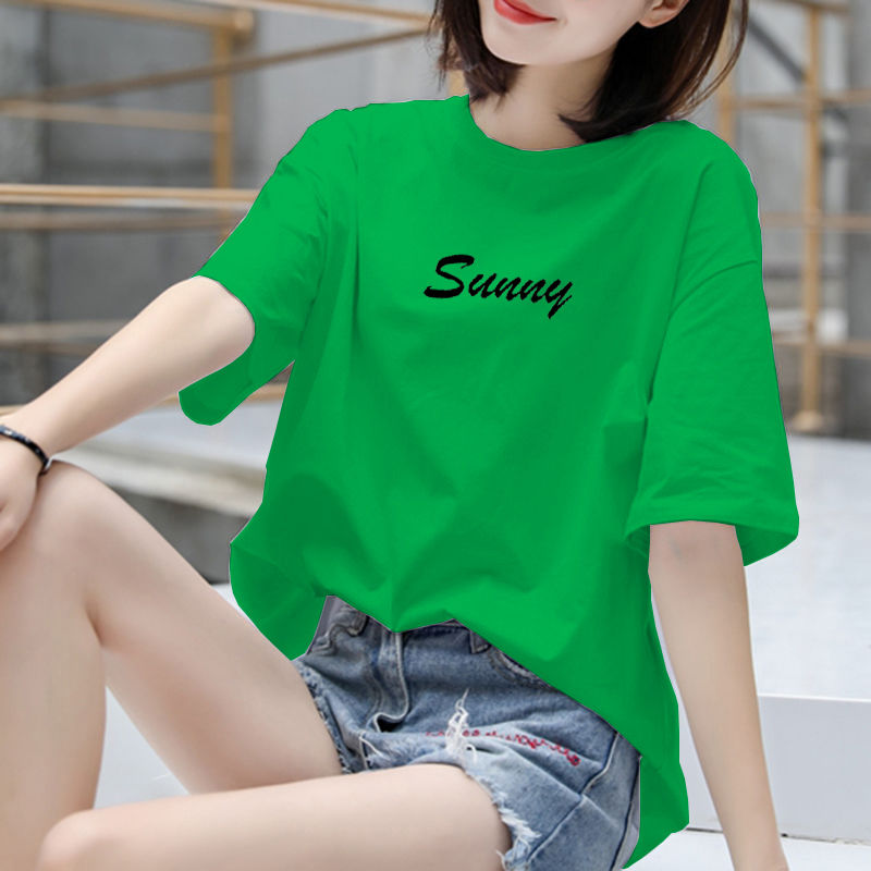 女装t恤新款100棉多色多码夏季t恤女短袖宽松新款韩版大码200斤上衣