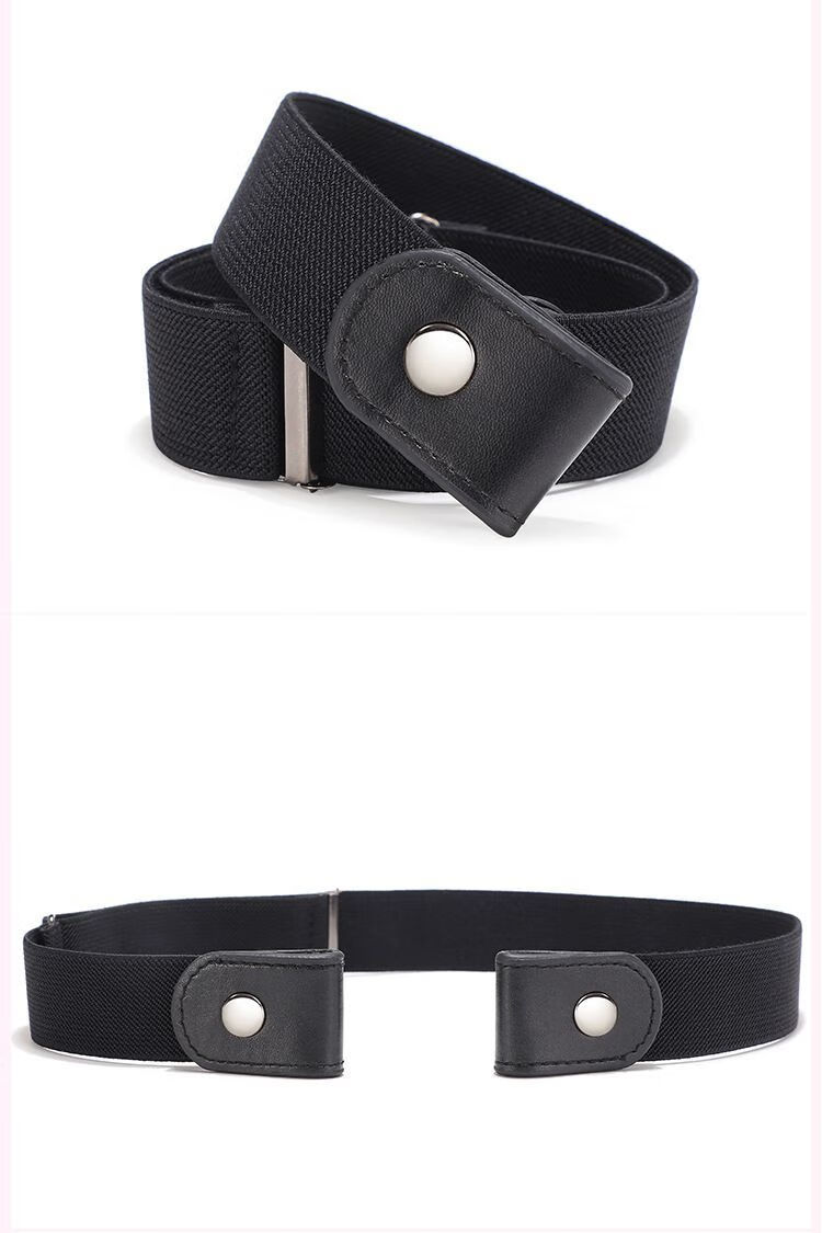 伸缩腰带飞鹿服装男女士懒人隐形松紧力腰带无扣装饰绿色110cm