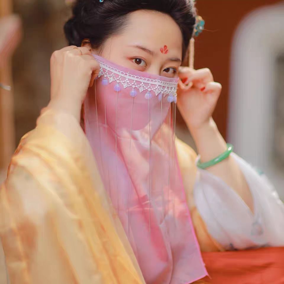 新品面纱古风促销汉服原创古风面纱女遮面薄款轻纱流苏面纱女蒙面精致