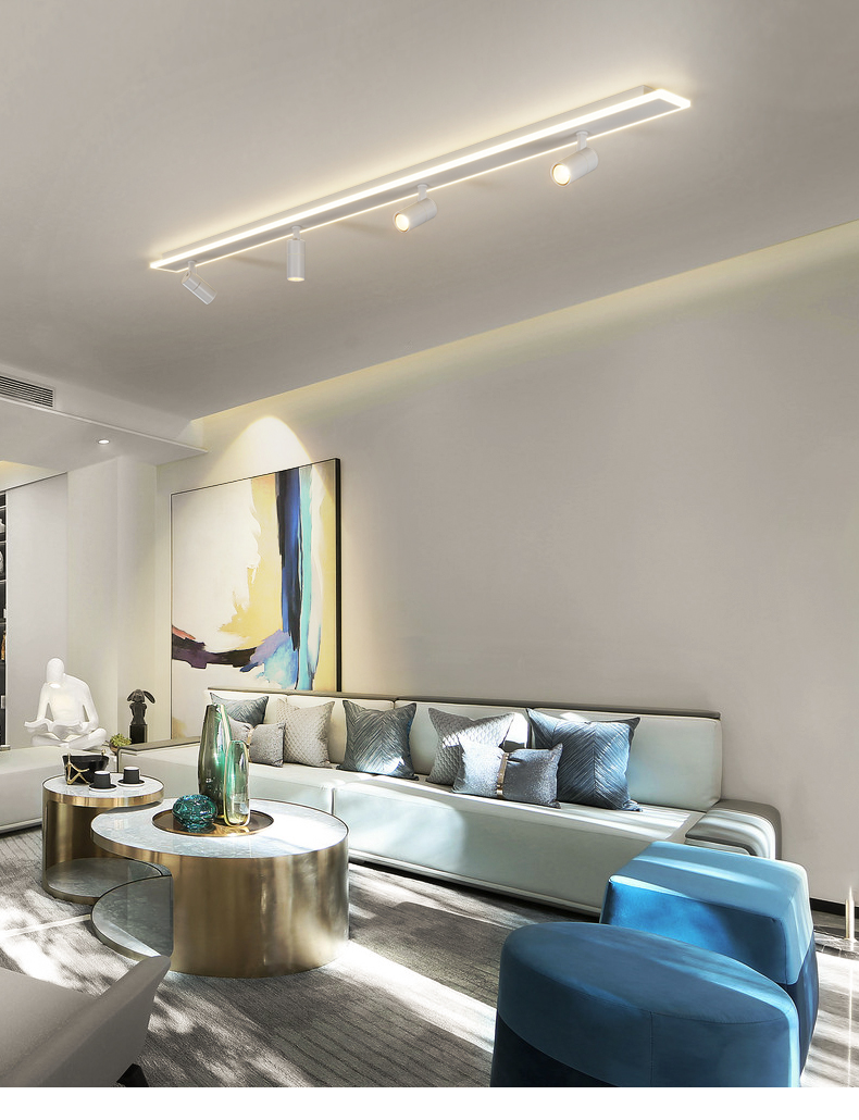 射灯led天花灯家用筒灯客厅背景墙壁灯北欧明装轨道灯衣帽间射灯2米长