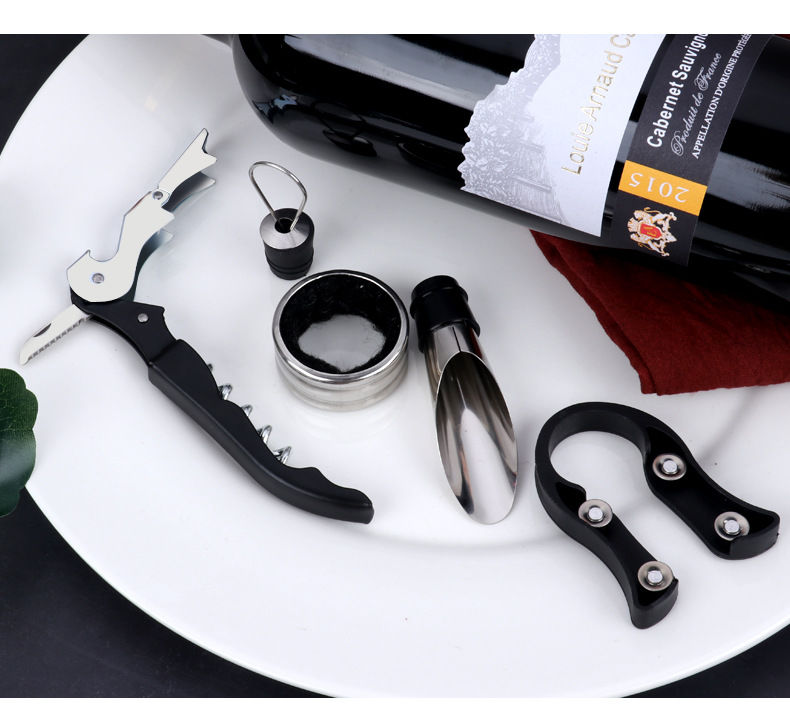 开红酒开瓶器家用葡萄酒启瓶器起子酒具四件套不锈钢海马刀开瓶器海马