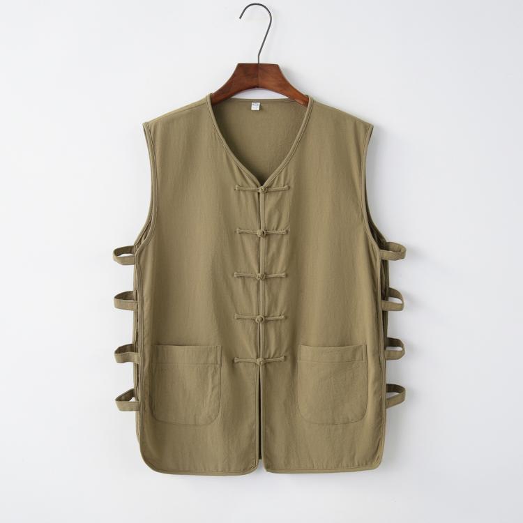 yuhualei夏季中式马褂男汗衫老北京背心无袖老头衫开衫唐装坎肩中国风