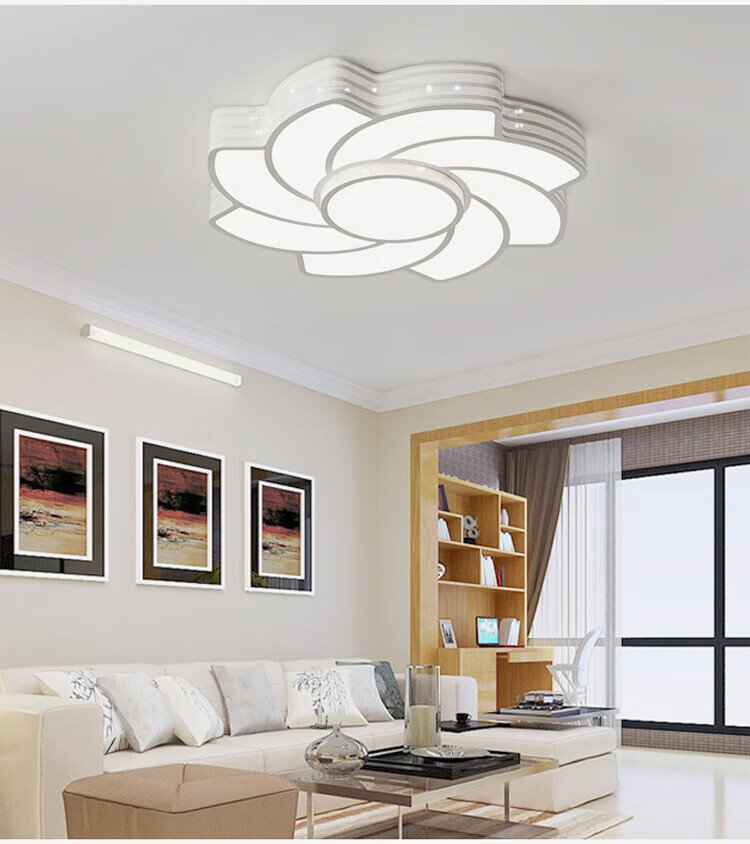 客厅大灯led吸灯顶灯家用现代简约大气花型大厅吊灯办公室圆形1米 白