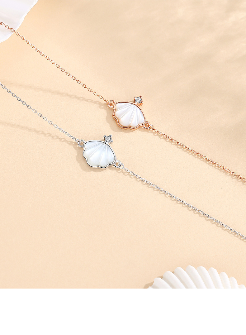 奥洛黛娅一贝子手链女夏银韩版ins小众设计白贝母手饰闺蜜手串七夕