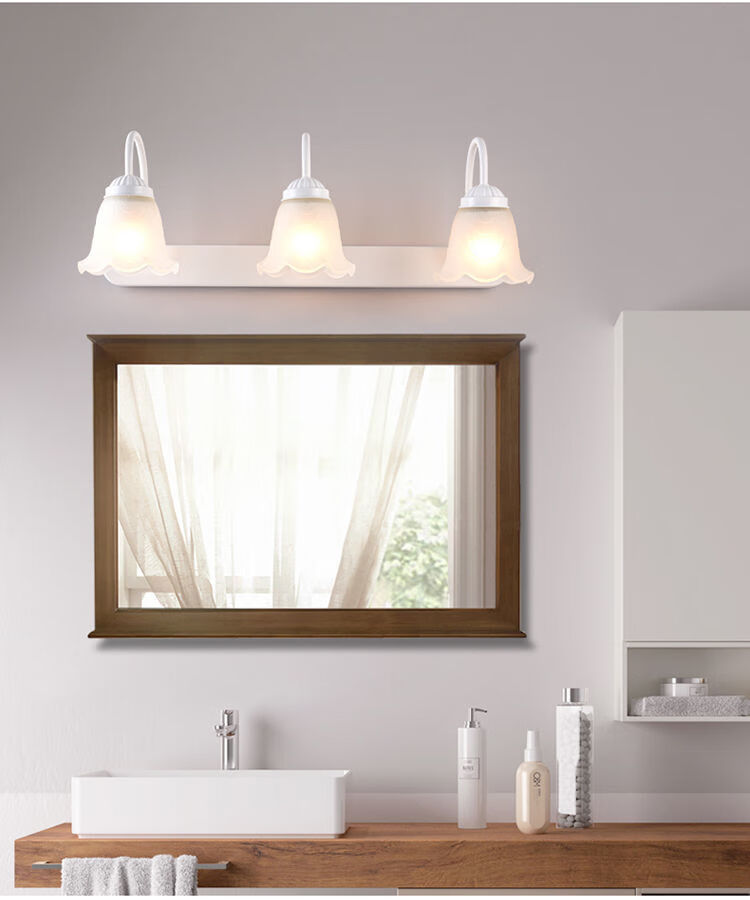 镜前灯美式镜前灯化妆灯现代简约卫生间化妆台e27灯泡led免打孔镜前灯