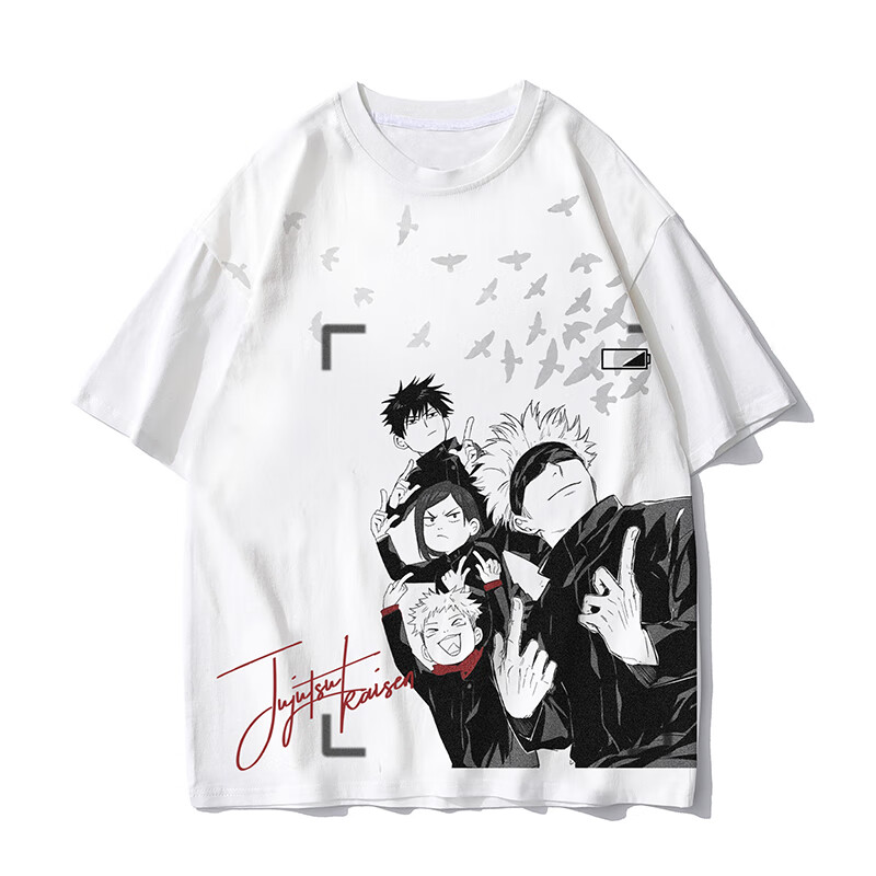 喜飞鹿咒术回站五条悟动漫周边联名衣服夏季短袖t恤男女同款休闲潮流